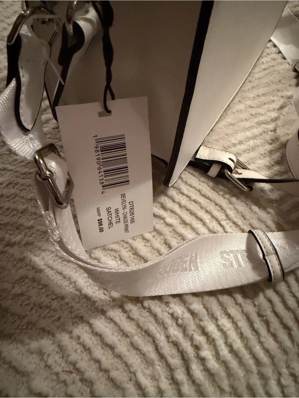 Steve Madden White Kids Graphic Crossbody Bag with Red Accent